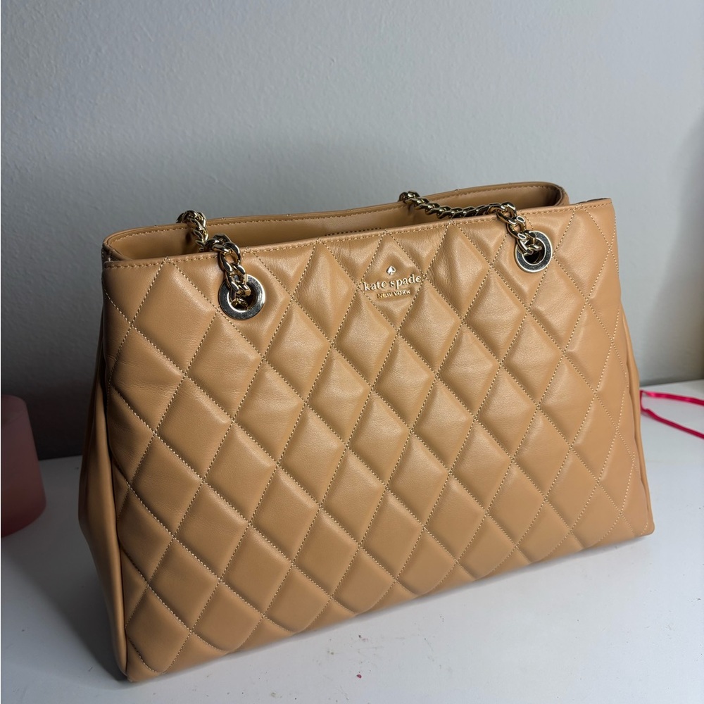 kate spade Quilted Chain-Handle Shoulder Bag in Tan